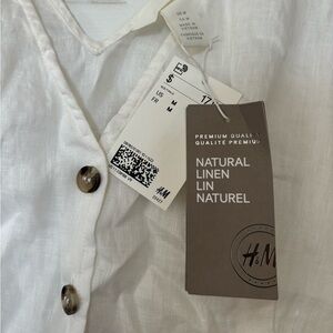 H&M White Linen Sleeveless Blouse